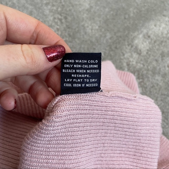 525 America Revolve Pink 100% Cotton Fine Knit Rob Square Neck Sweater EUC Sz M - Picture 7 of 8